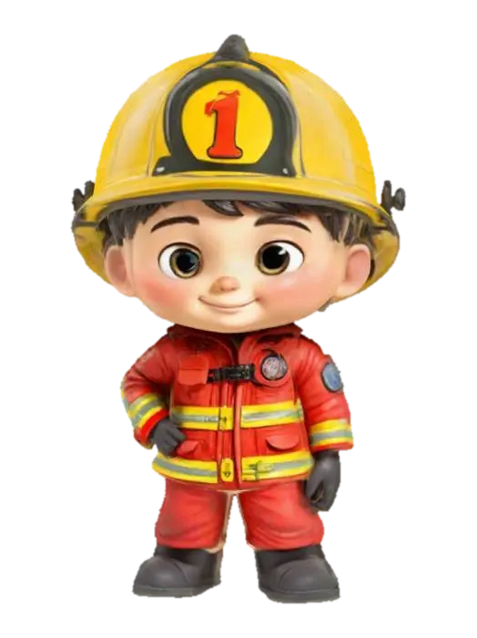 Firefighter Kid - Profession 3D model, vytvořený pomocí AI