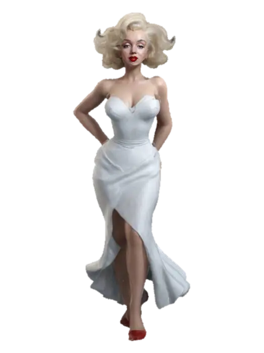 #women#, Create a highly realistic 3D model of Marilyn Monroe standing gracefully… - Celebrity 3D model, vytvořený pomocí AI