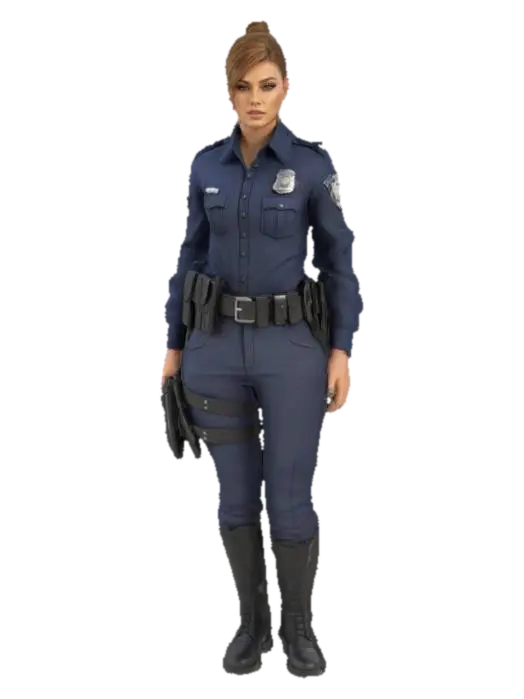 #game figure#, Design a highly detailed and realistic beautiful female police… 3D model, vytvořený pomocí AI