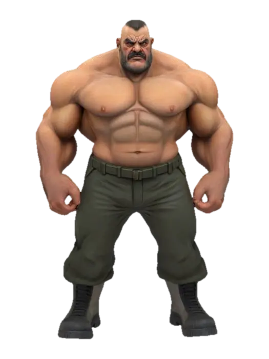 3D model for #game figure#, Design a mean dictator, power hungry and built like a truck. highly detailed, hi resolution game ready model