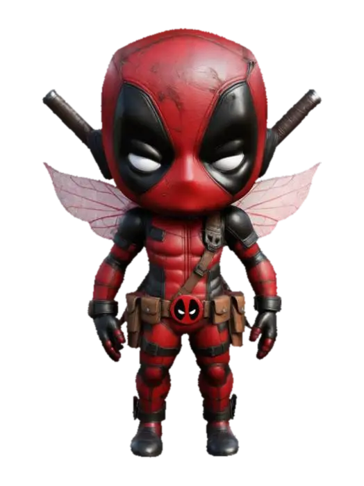 #fairy#, A stylized 3D model of a Deadpool Fairy, creatively blending Deadpool's… 3D model, vytvořený pomocí AI