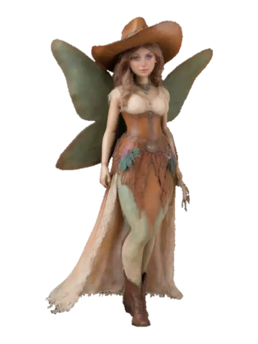 #fairy#, Stylized 3D model of a charming Wild West Fairy Princess; slender… - Wildwest 3D model, vytvořený pomocí AI