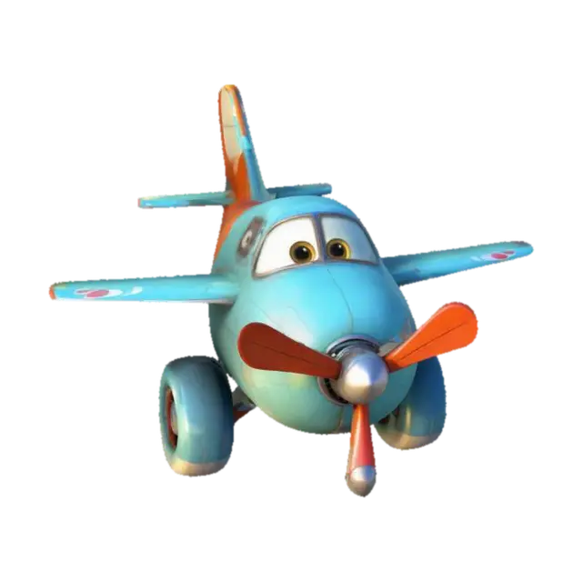 Design a cute, stylized toy airplane with a chubby, rounded body and exaggerated… 3D model, vytvořený pomocí AI