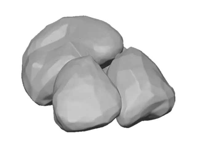 3D model for crée moi des pierres qui pourrait se trouver sur une autre planète, elle seront de couleur fer bleutée et très réalistes
