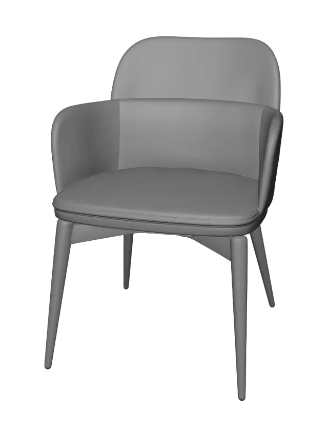 3D model for Mid-Century Taupe Leather Armchair