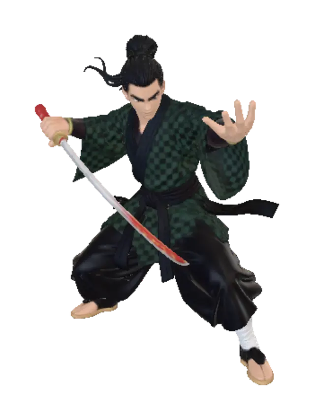 3D model for Vorrei creare un action figure di tanjiro con la katana in mano mentre effettua un kata e crea le sue fiamme tipiche