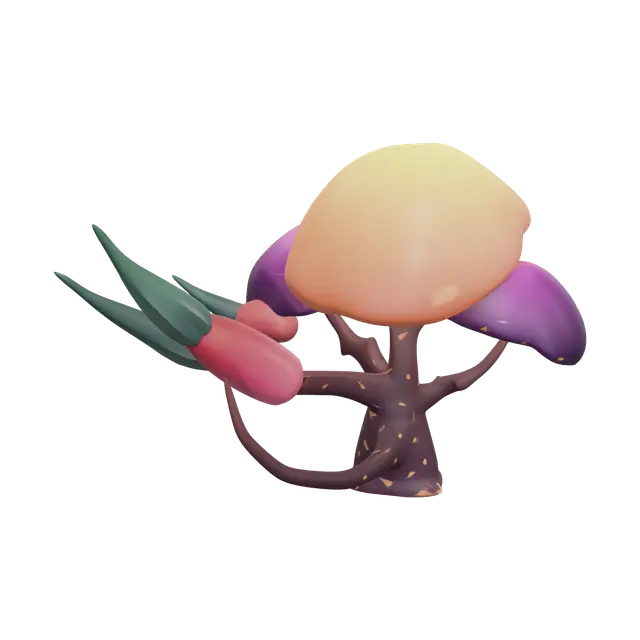 Fantasy Cartoon Tree 3D model, vytvořený pomocí AI