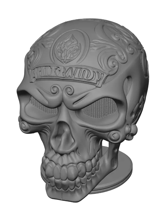3D model for harley davidson açık hava filtresi kuru kafa  kuru kafa arkası düz olsun