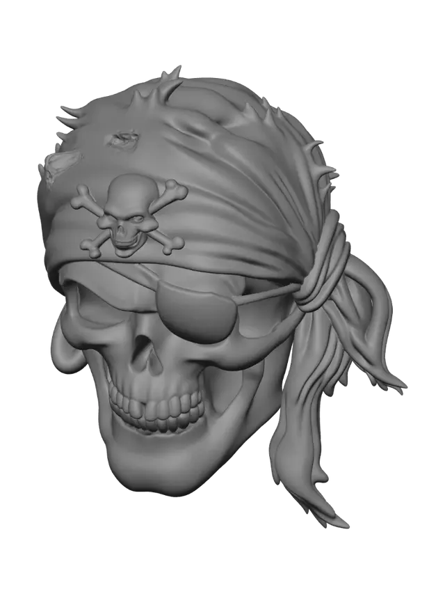 3D model for Pirate Skull with Bandana