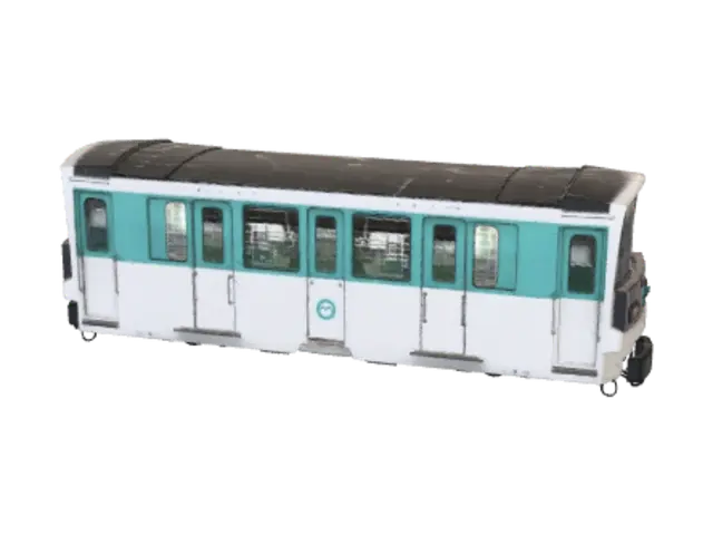 3D model for Green and White Metro Train at Platform