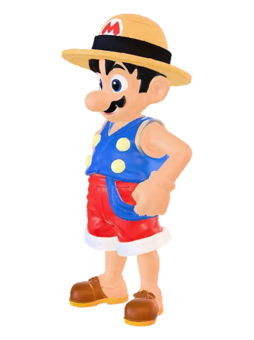 turn Mario in to monkey d luffy from one piece 3D model, vytvořený pomocí AI