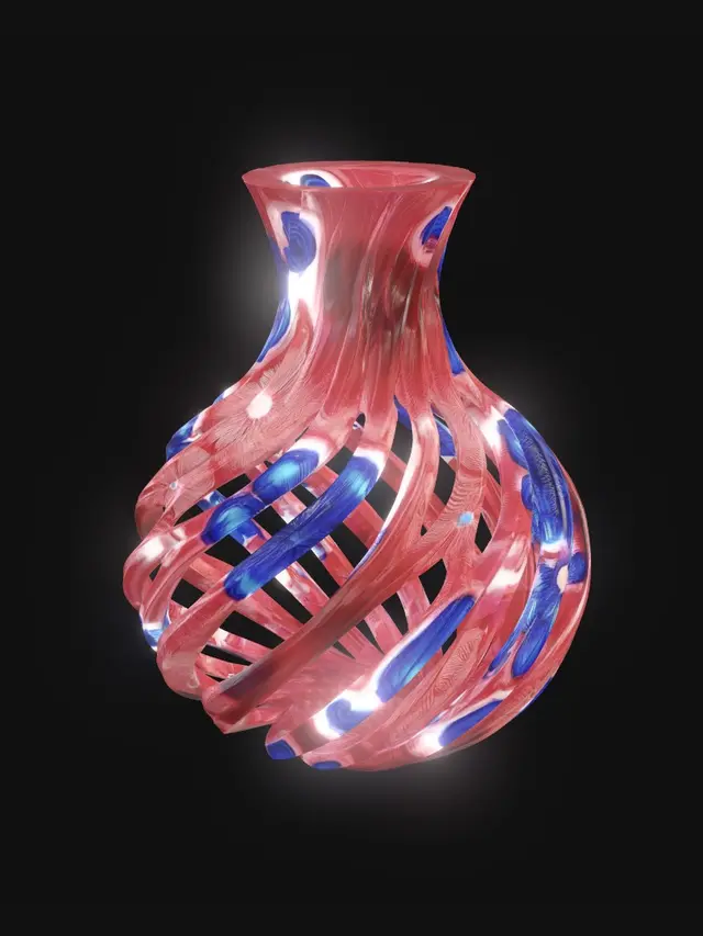 3D model for An intricate vase designed to use multicolored PLA Silk fiber