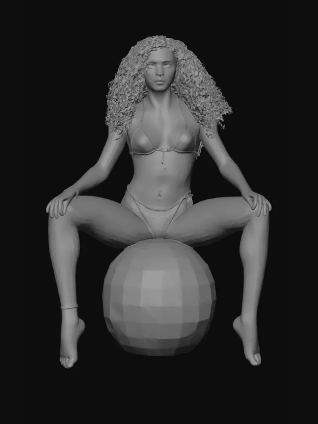 3D model for Neon Green Bikini Pose on White Sphere
