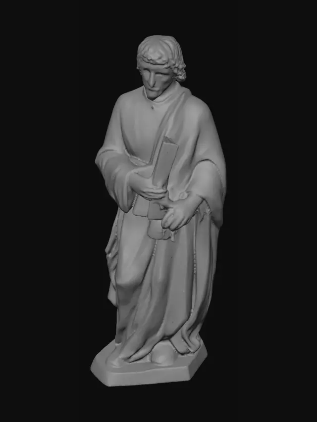 3D model for Statue of a bearded man in robes holding a book