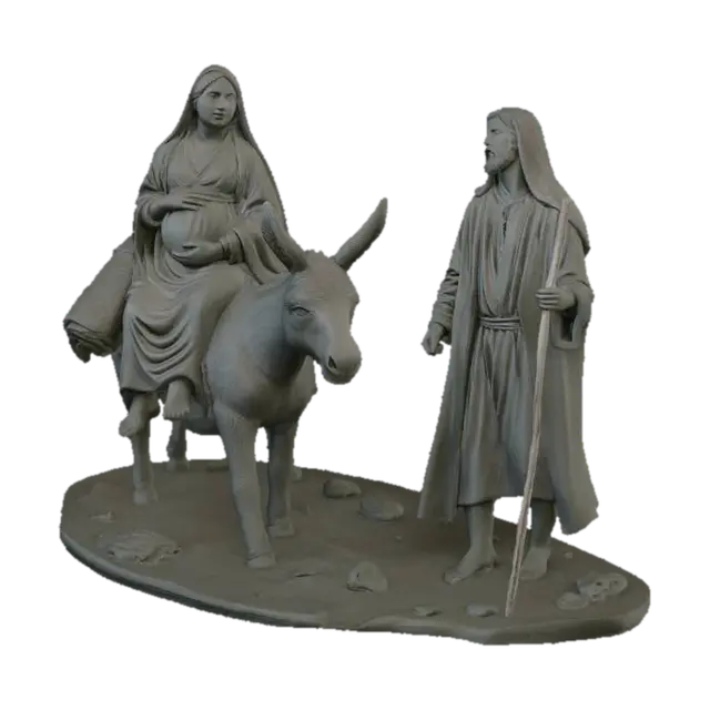 Mary and Joseph's Journey to Bethlehem 3D model, vytvořený pomocí AI