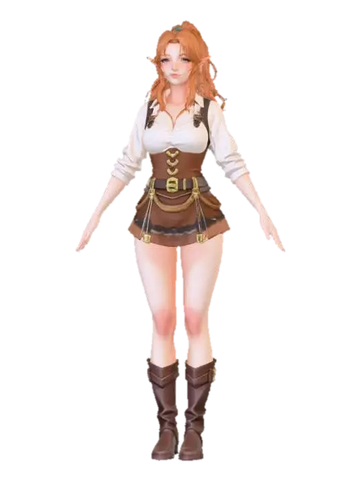 Elf Tavernkeeper a-pose - Tavern 3D model, vytvořený pomocí AI