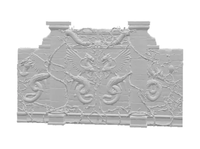 3D model for dark fantasy forest stone wall with connecting pillar
