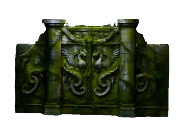 3D model for dark fantasy forest stone wall with connecting pillar
