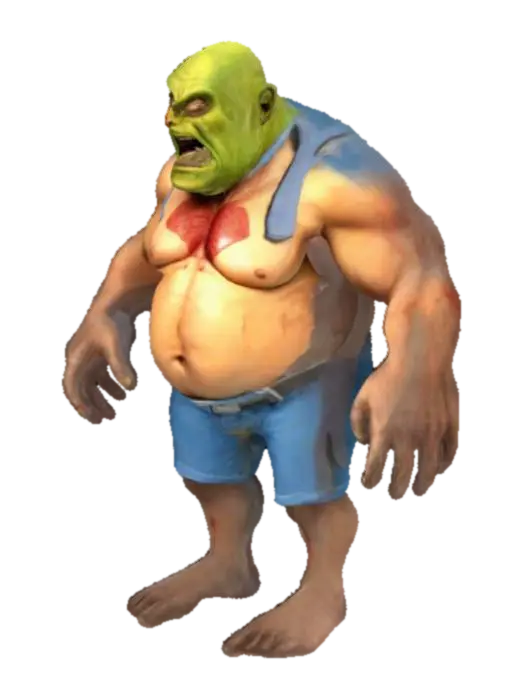 Zombie fat 3D model, vytvořený pomocí AI