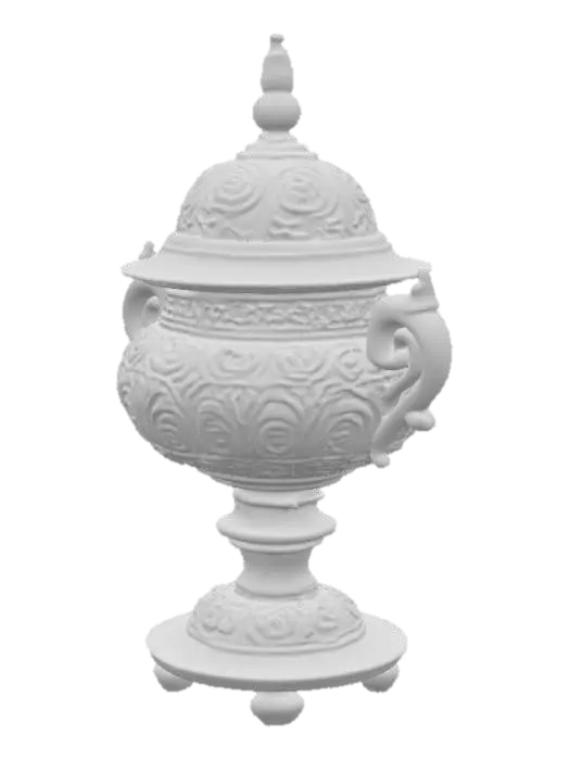 3D model for an incense burner, looking like a plot, made out of metal