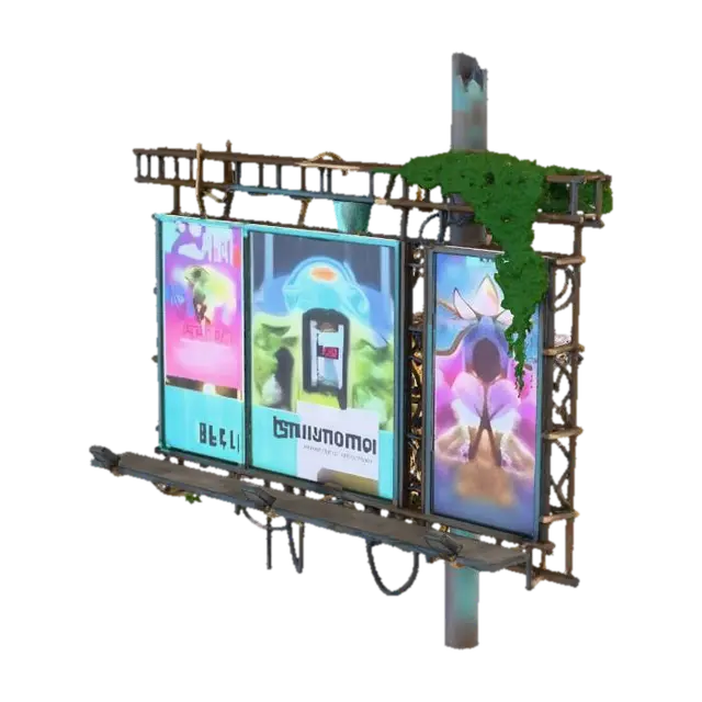 Urban Overgrowth Billboard 3D model, vytvořený pomocí AI