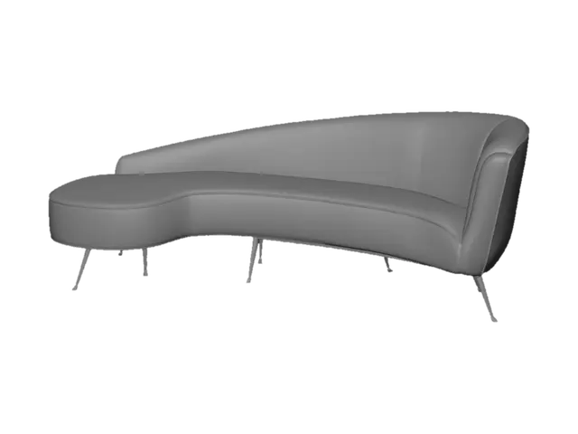 3D model for Curved Blue Velvet Sofa