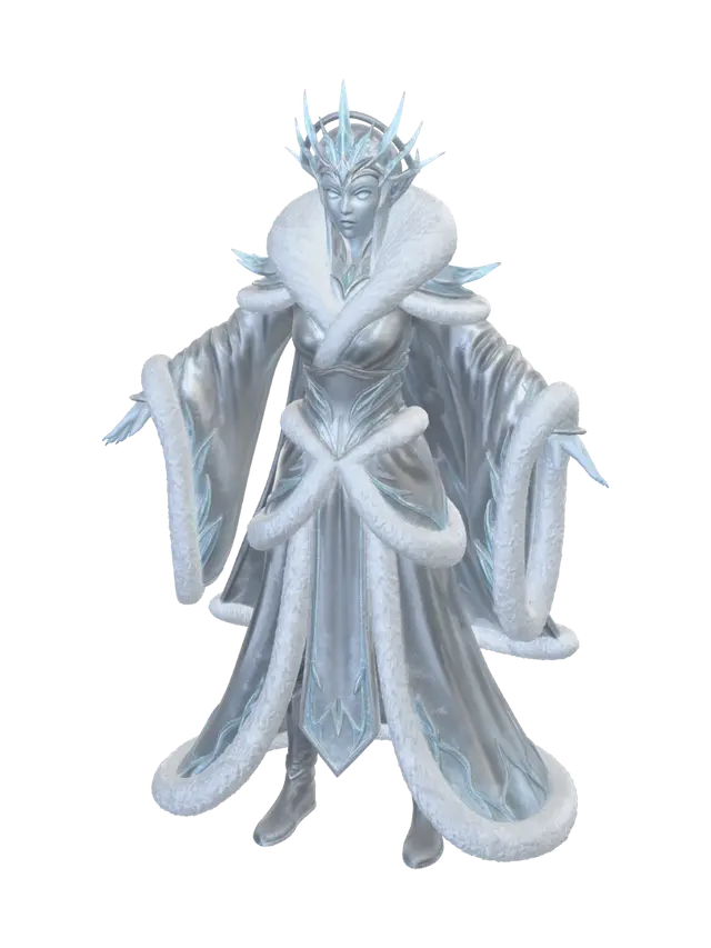 Frost-Elf Priestess - Charactermodel 3D-model, gegenereerd door AI