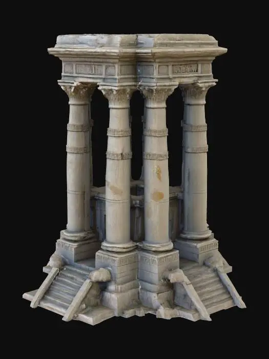 3D model for Highly detailed, photo realistic, monolithic monument of ancient origins, temple for giants, what came before