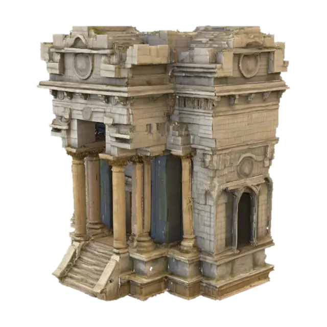 3D model for Highly detailed, photo realistic, monolithic monument of ancient origins, temple for giants, what came before