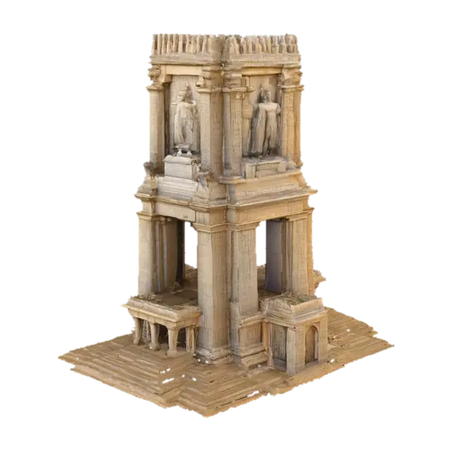 3D model for Highly detailed, photo realistic, monolithic monument of ancient origins, temple for giants, what came before