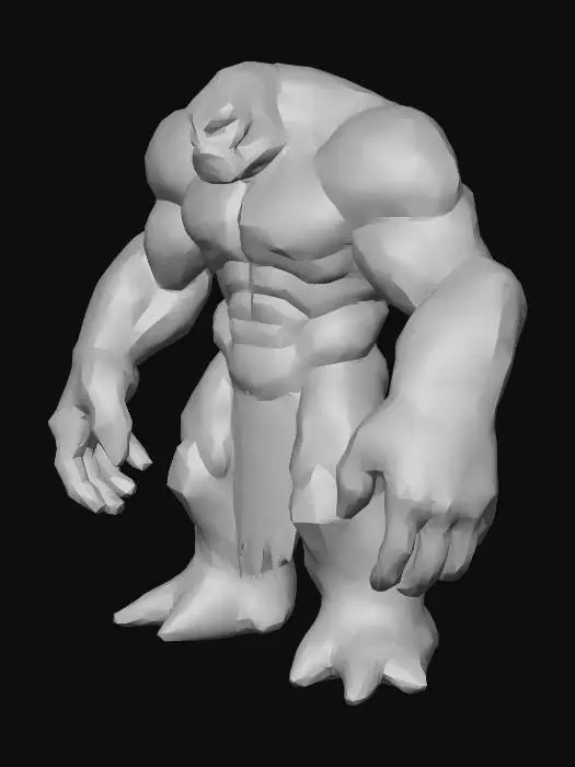 3D model for A massive stone golem with glowing cracks ancient and powerful fantasy style