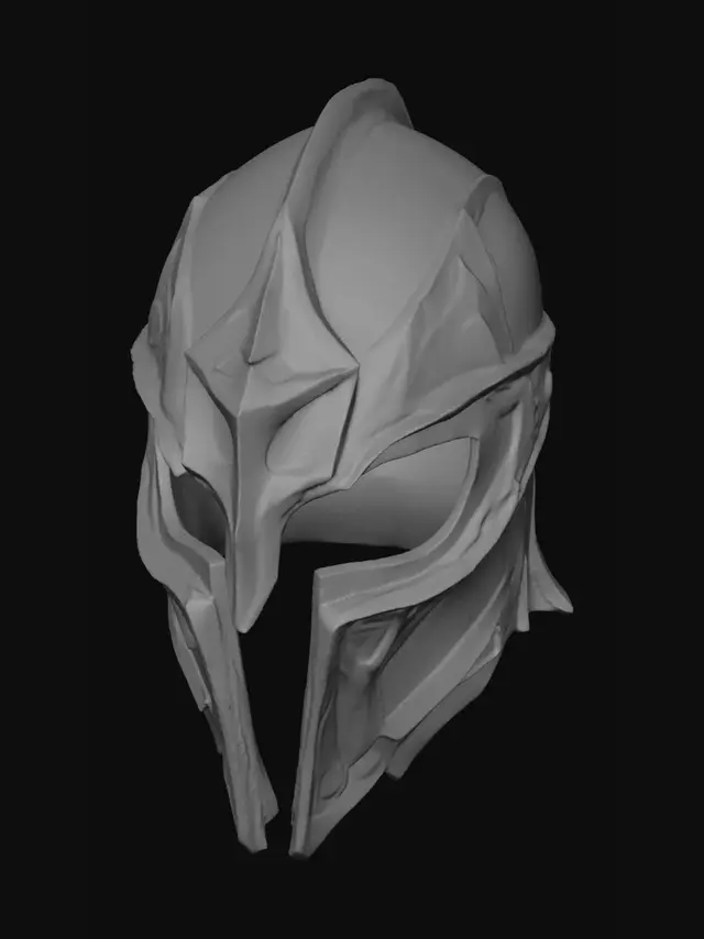 3D model for Dark souls style wearable helmet on it's own without a head inside but with a smooth finish and empty eye holes