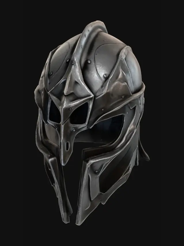 3D model for Dark souls style wearable helmet on it's own without a head inside but with a smooth finish and empty eye holes