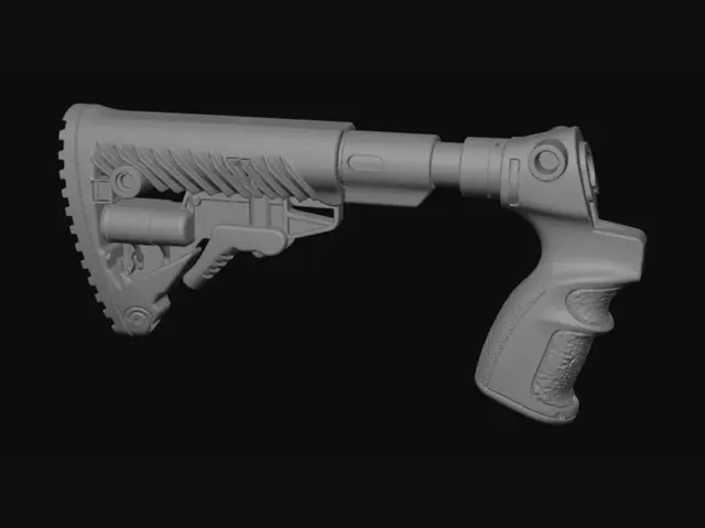 3D model for Adjustable tactical stock with pistol grip