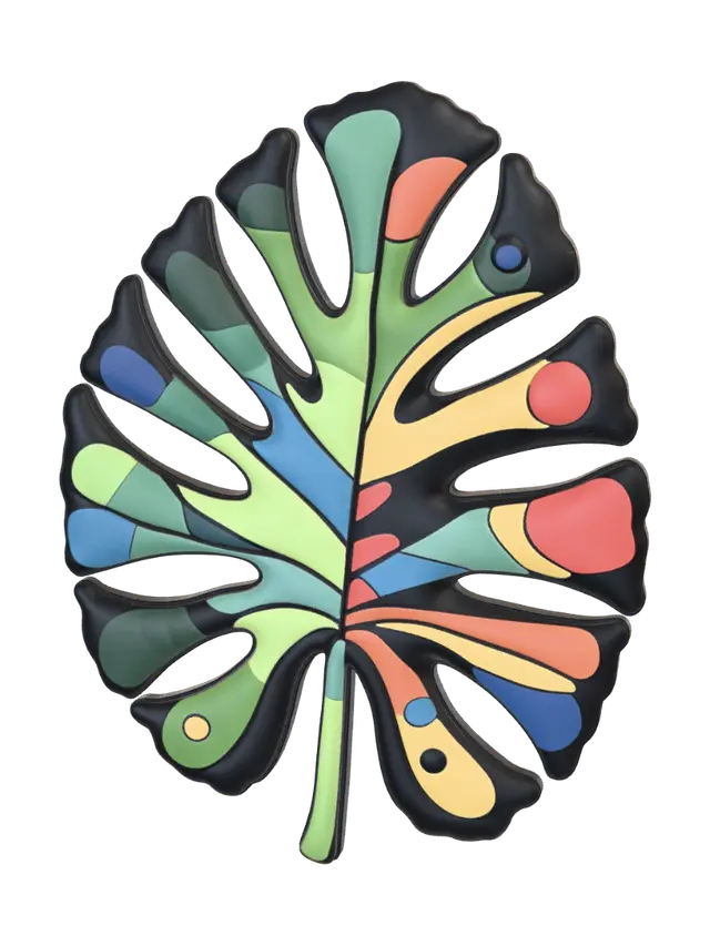Chromatic Monstera - Macro 3D model, vytvořený pomocí AI