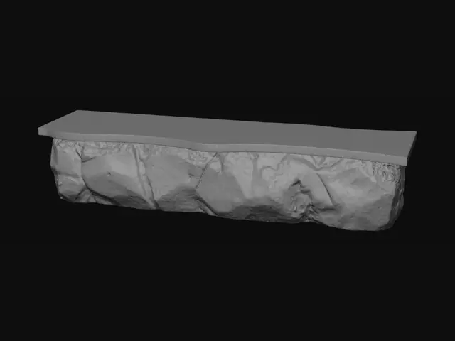 3D model for Live-Edge Wood on Stone Bench