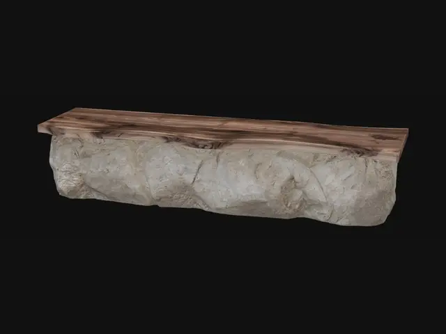 3D model for Live-Edge Wood on Stone Bench