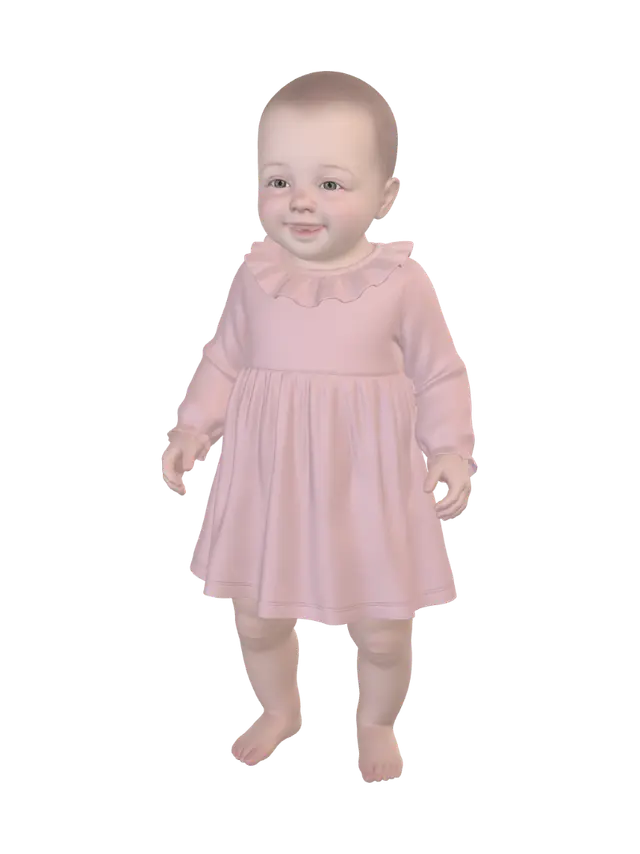 3D model for Baby in Pink Ruffled Dress