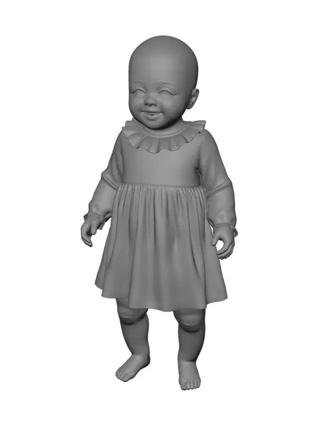 3D model for Baby in Pink Ruffled Dress