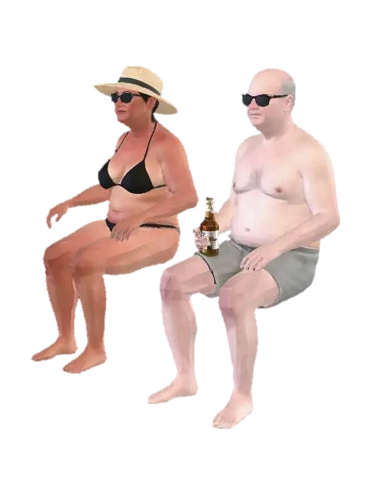 Summer Duo in Swimwear 3D model, vytvořený pomocí AI