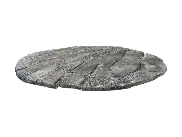 Lichen-Covered Round Wooden Table - Coated 3D model, vytvořený pomocí AI