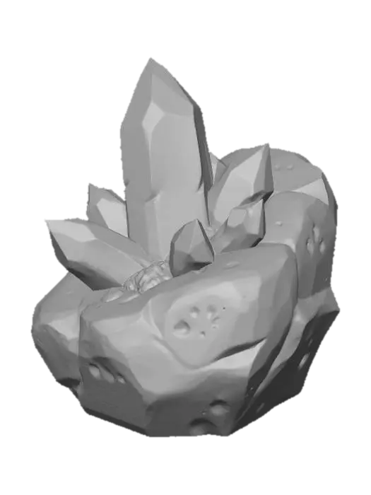 3D model for Amethyst mining rock that a game character would use a pick axe on. Don’t show a pick axe