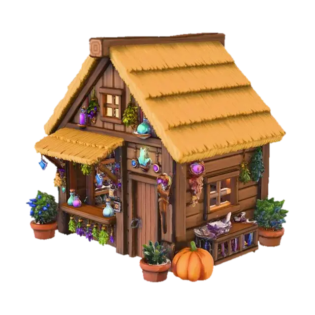 an enchanter's shed with a small storefront that looks like something out of stardew… 3D model, vytvořený pomocí AI