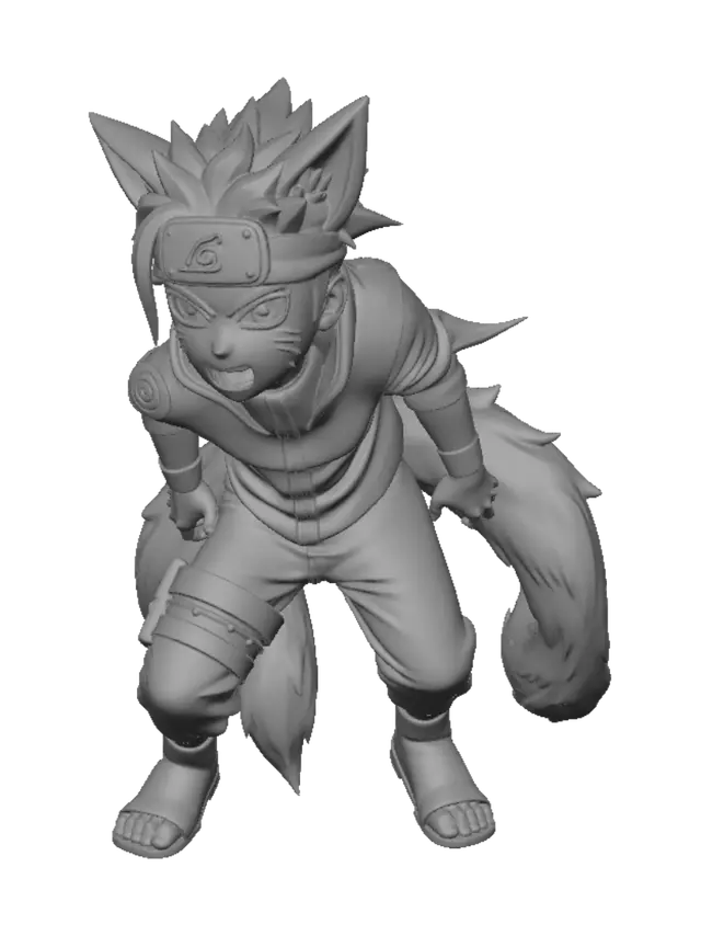 3D model for Nhân vật naruto với đôi mắt khi biến hình thành cáo chín đuôi