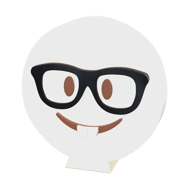Modello 3D Weathered Nerd Emoji With Finger, generato dall’IA