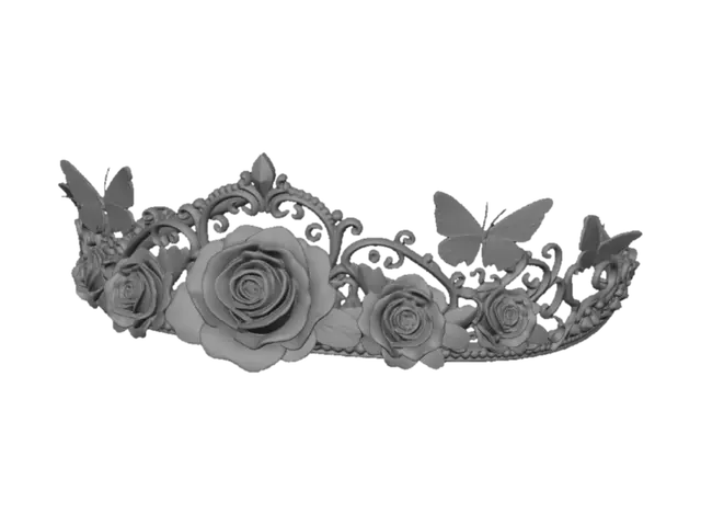 3D model for Floral Crown of Roses and Butterflies