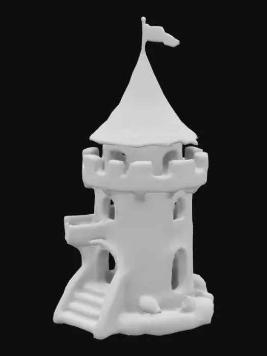 3D model for brick tower or wooden fort in cartoon style