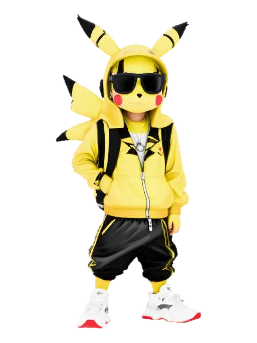 Pikachu Street Style 3D model, vytvořený pomocí AI