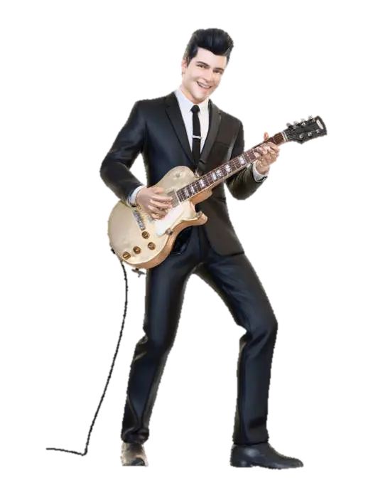 Guitarist in a Black Suit - Musician 3D model, vytvořený pomocí AI