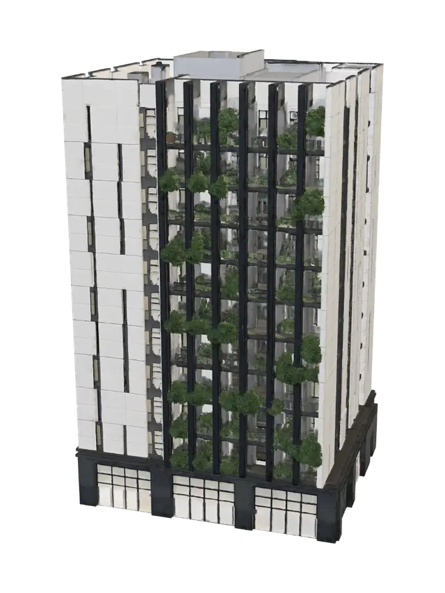 ribbed-panel-facade-building-v2 - Groundfloor 3D model, vytvořený pomocí AI
